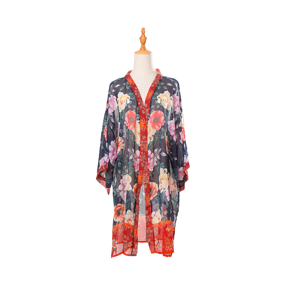 Kimonos do mhná trá samhraidh clúdach suas clúdach bláthanna cardigan chiffon suas blús barr ócáideach scaoilte