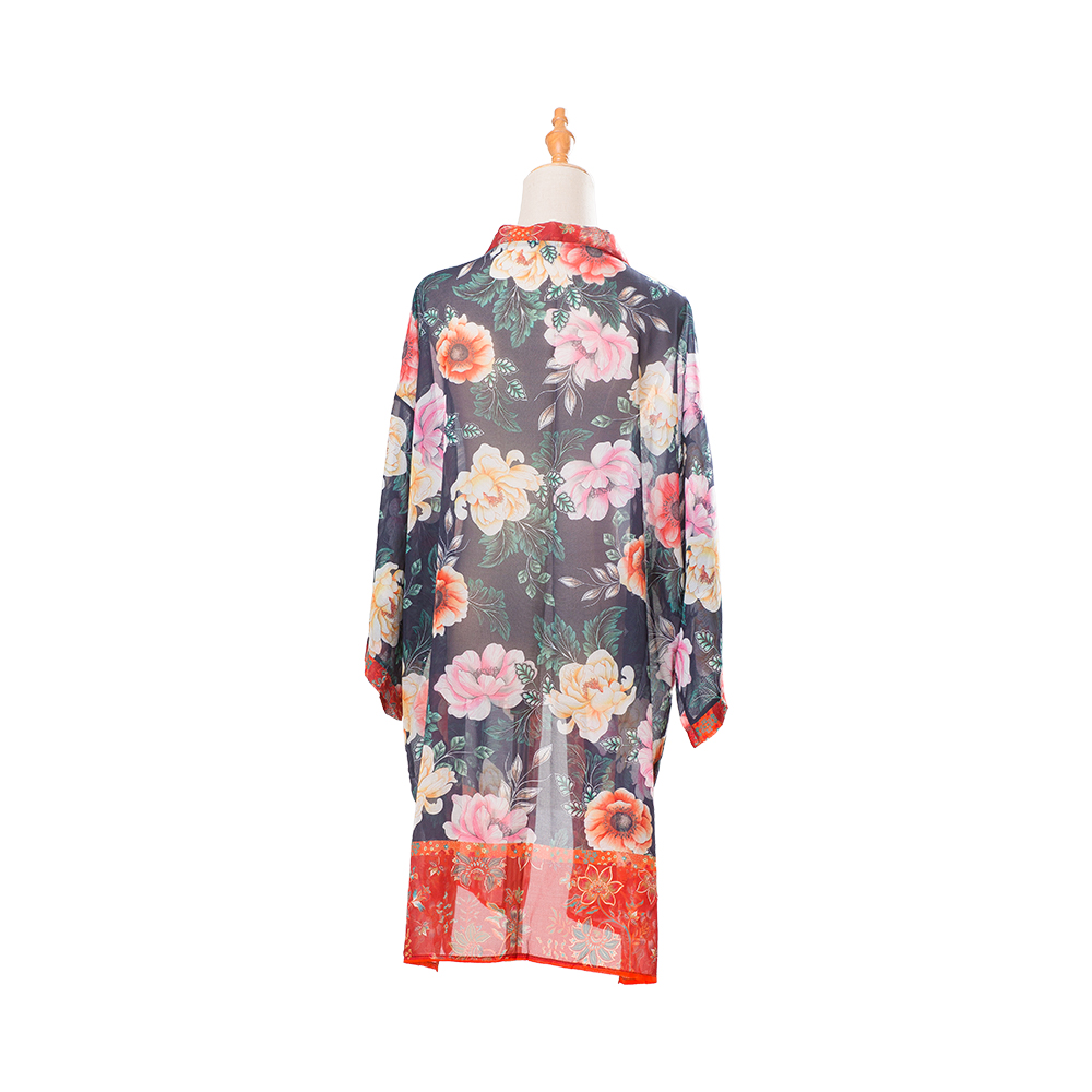 Kimonos do mhná trá samhraidh clúdach suas clúdach bláthanna cardigan chiffon suas blús barr ócáideach scaoilte