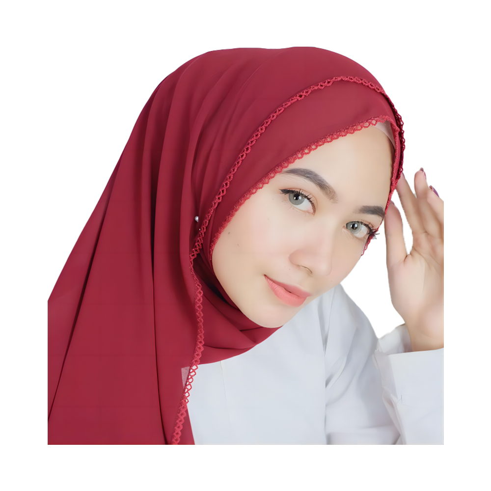 Geansaí Muslim Pearl chiffon mná faisin fiacla cuartha imeall hijab turqu scarf do mhná